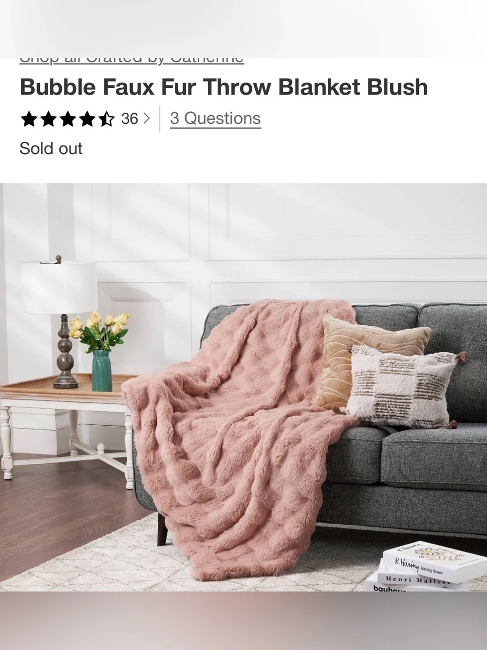 Catherines Blush Bubble Faux Fur Throw Blanket